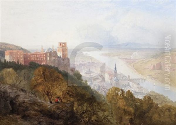 View Of Heidelberg, Germany Oil Painting by James Baker Pyne