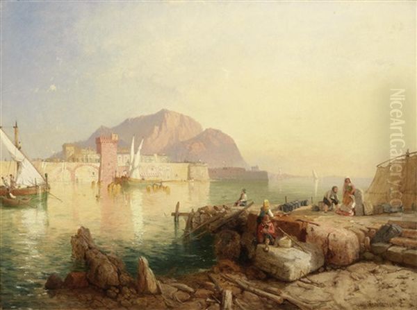 The Bay Of Palermo Oil Painting by James Baker Pyne