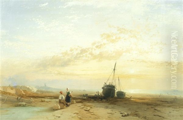 The Shore At Little Hampton Oil Painting by James Baker Pyne