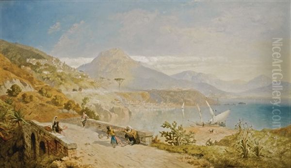 Gulf Of Salerno Oil Painting by James Baker Pyne