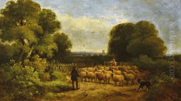 Shepherding The Flock Oil Painting by James Baker Pyne