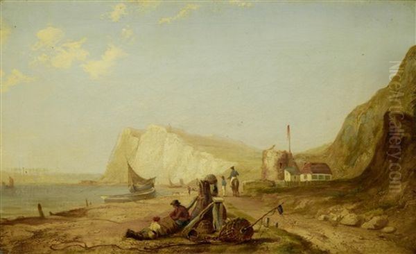 View Of A Fishing Village Oil Painting by James Baker Pyne