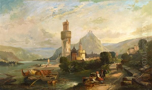 Ideale Rheinlandschaft Bei Oberwesel Oil Painting by James Baker Pyne