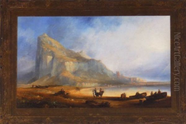 Gibraltar Oil Painting by James Baker Pyne