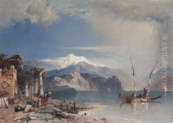 Lake Garda Oil Painting by James Baker Pyne