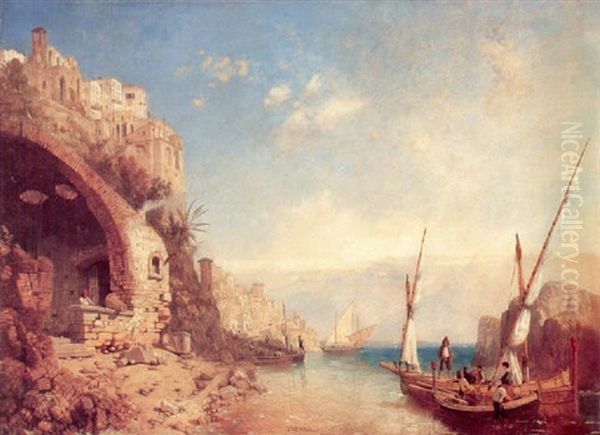 A View Of The Amalfi Coast Oil Painting by James Baker Pyne