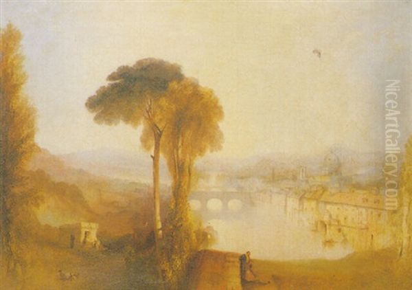 View Of Florence And The River Arno by James Baker Pyne