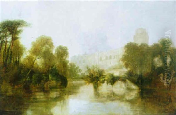 Landscape With View Of Warwick Castle Oil Painting by James Baker Pyne