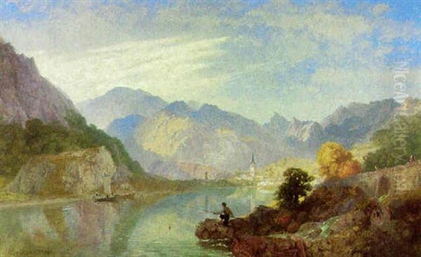 A Pick-nick On The Lago D'arta, With The Town Of Amegna Oil Painting by James Baker Pyne