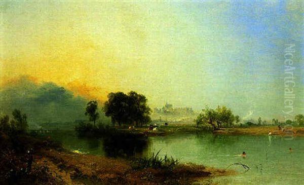 Sunrise On The Thames, Windsor Castle by James Baker Pyne