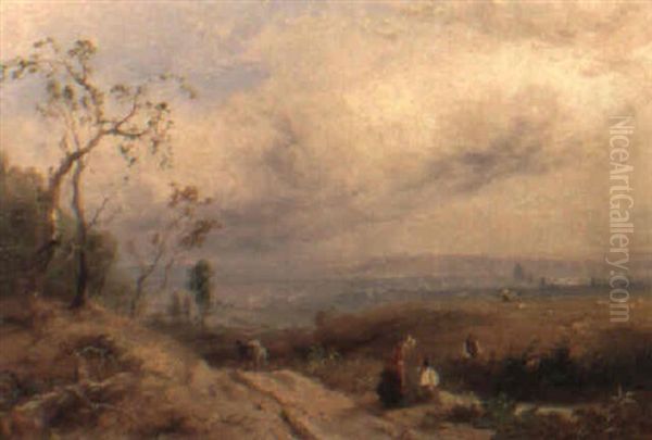 A Peep At The Metropolis, From Hampstead Heath Oil Painting by James Baker Pyne