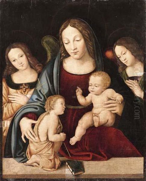 Madonna Con Bambino, San Giovannino E Angeli Oil Painting by Giovanni Antonio Boltraffio