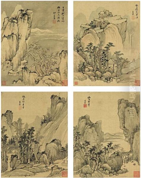 Landscapes After Old Masters (album W/12 Works) Oil Painting by  Qi Zhijia