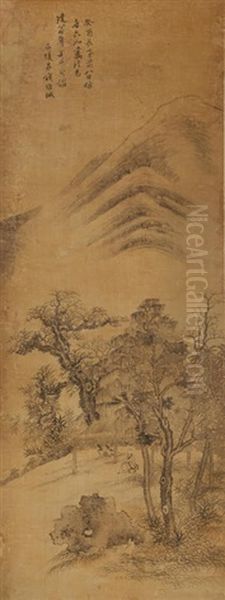 Landscape After Tang Yin, 1753 Oil Painting by  Qian Weicheng