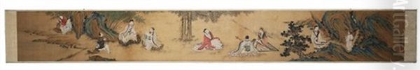 Bamboo Forest Painting, Attributed To Qian Xuan Oil Painting by  Qian Xuan