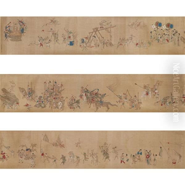 Handscroll, Folklore Story Oil Painting by  Qiu Ying