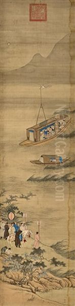 Dongpo's Journey On The Lake by  Qiu Ying