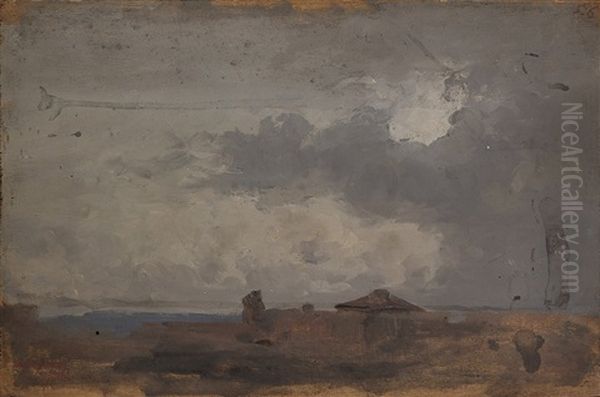 Paesaggio (abbozzo Di Marina, Verso) Oil Painting by Giovanni Battista Quadrone