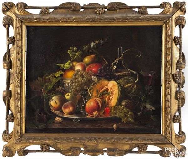 Still Life With Fruit Oil Painting by Carl Max Gerlach Quaedvlieg