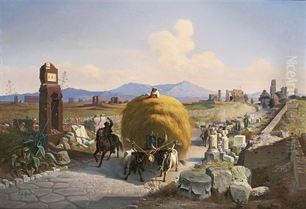 Via Appia Oil Painting by Carl Max Gerlach Quaedvlieg