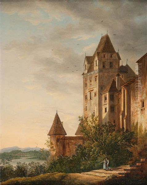 Die Burg Trausnitz Bei Landshut Oil Painting by Domenico Quaglio