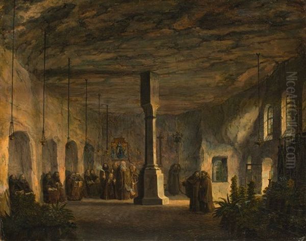 Innenansicht Der St. Maximuskapelle In Salzburg Oil Painting by Domenico Quaglio