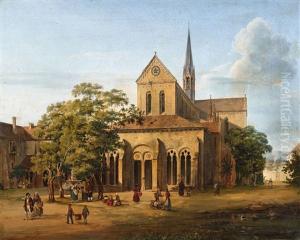 The Cistercian Abbey In Maulbronn Oil Painting by Domenico Quaglio