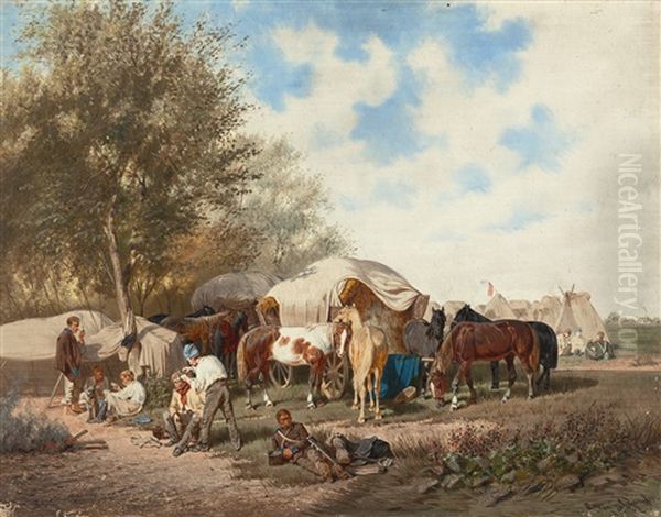 Das Soldatenlager Oil Painting by Franz Quaglio