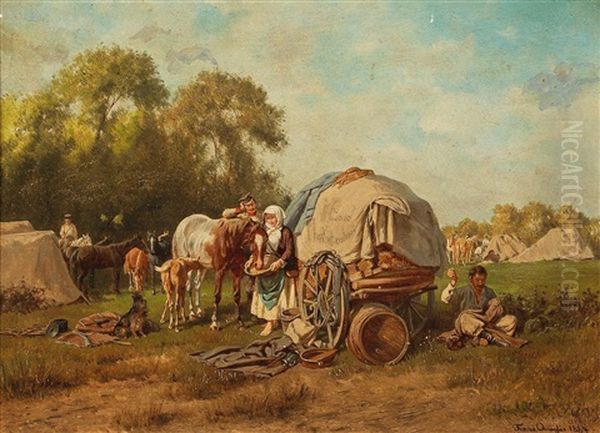 Resting Oil Painting by Franz Quaglio