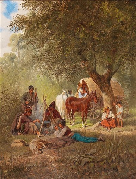 Midday Rest Oil Painting by Franz Quaglio