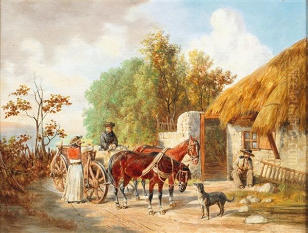 On The Hungarian Puszta Oil Painting by Franz Quaglio