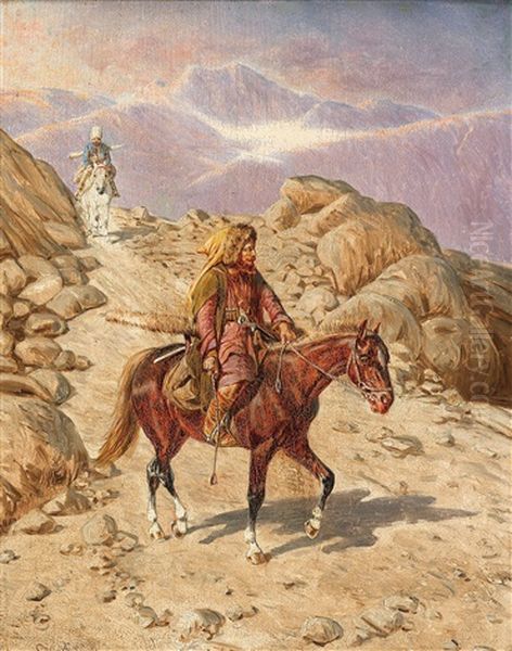 Circassian Horsemen Oil Painting by Franz Quaglio