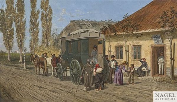 Halt Der Postkutsche An Einer Russischen Raststation Oil Painting by Franz Quaglio