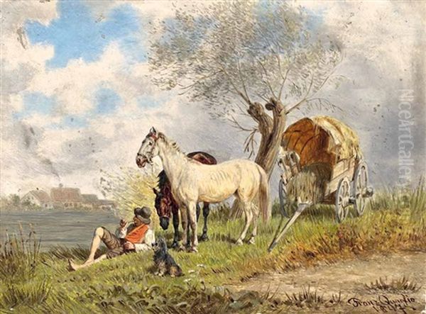 Hirte Mit Pferden Oil Painting by Franz Quaglio