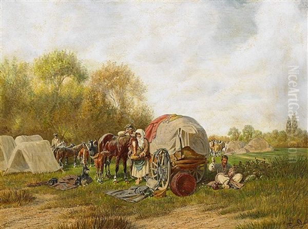 Reiterlager Oil Painting by Franz Quaglio