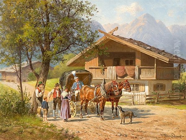 Die Postkutsche Oil Painting by Franz Quaglio