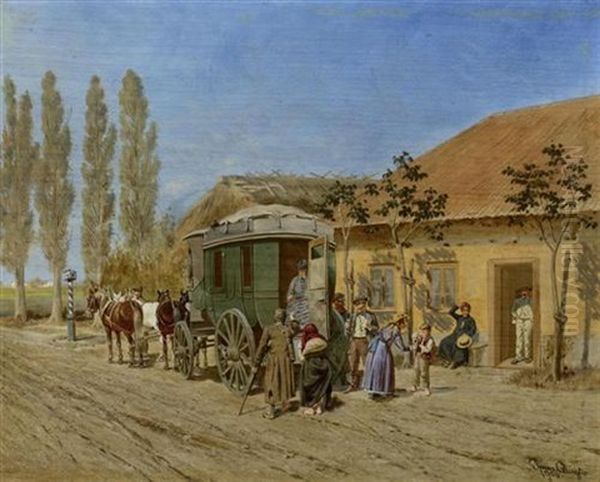 Kutschen-halt Oil Painting by Franz Quaglio