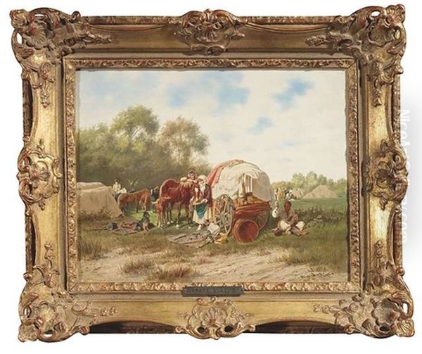 Marketenderwagen Im Soldatenlager Oil Painting by Franz Quaglio