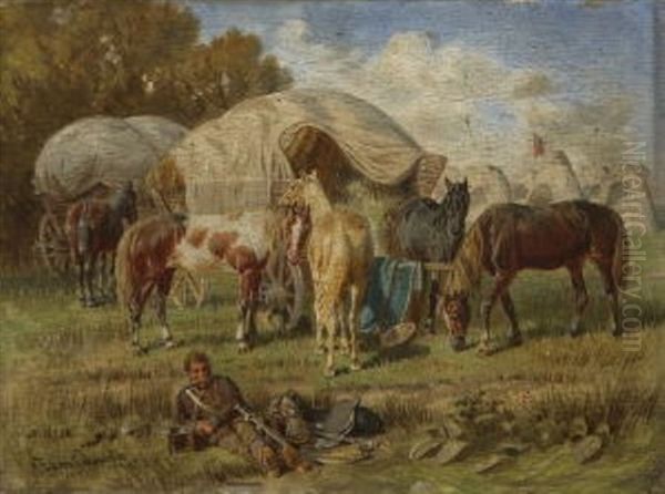 Feldlager Oil Painting by Franz Quaglio