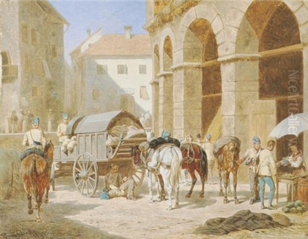 Der Fouragewagen Oil Painting by Franz Quaglio