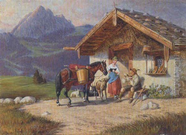 Vor Der Sennhutte Oil Painting by Franz Quaglio