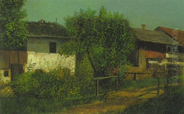 Bauernhauser In Tutzing Oil Painting by Franz Quaglio