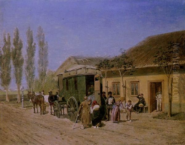 A Halt For Refreshment Oil Painting by Franz Quaglio