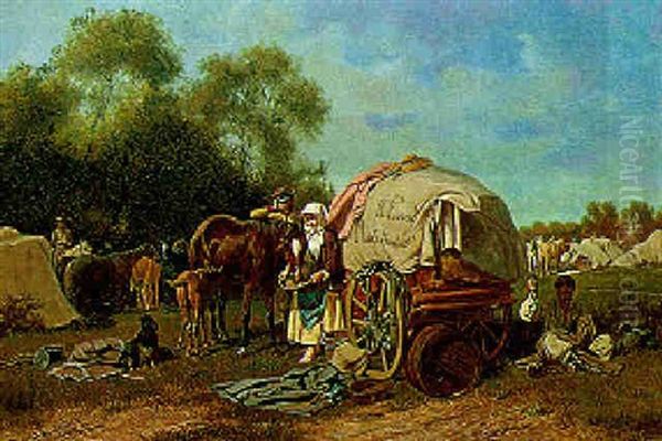 Besuch Der Marketenderin Im Feldlager Oil Painting by Franz Quaglio