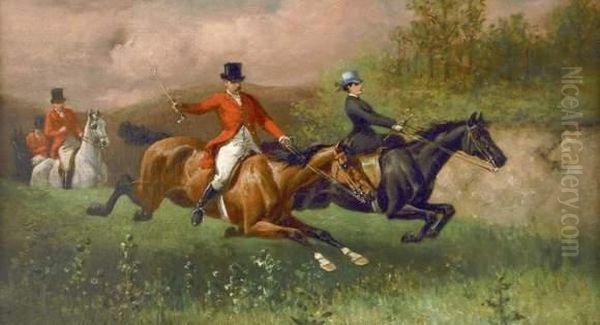 Scene De Chasse A Courre Oil Painting by Karel Frederik Bombled