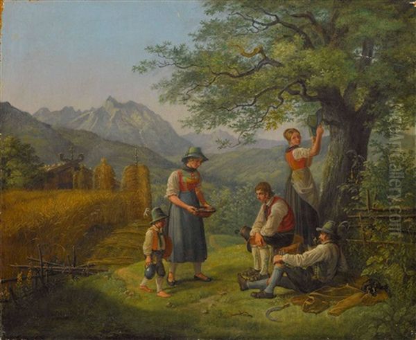 Schnitter Bei Der Rast Oil Painting by Lorenzo Quaglio