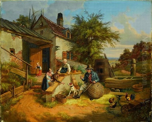 Der Korbflicker Mit Hund Oil Painting by Lorenzo Quaglio