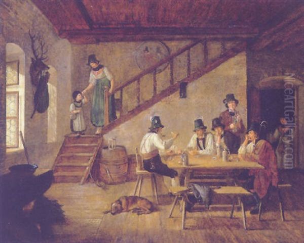 Tiroler Jager Beim Kartenspiel Oil Painting by Lorenzo Quaglio