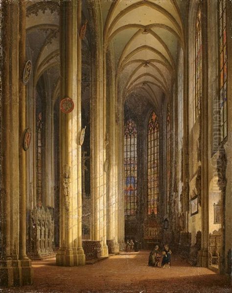 Das Innere Der Sebalduskirche In Nurnberg Oil Painting by Simon Quaglio