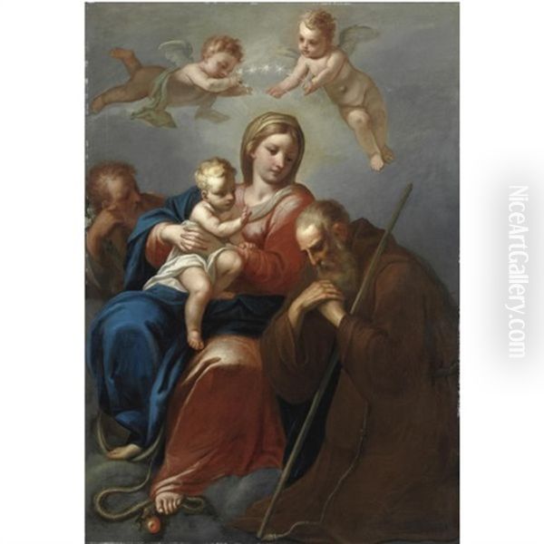 Madonna Col Bambino E San Francesco Oil Painting by Luigi Quaini